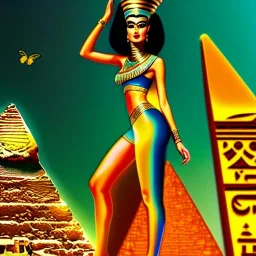 fullbody Drawing of 'beautiful,skinny, tall, busty cleopatra ',egypt,palace, intricate detail,andrea bonelli,Kilian Eng,Ohrai,evan lee,Aleksandr Sidelnikov,KyuYong Eom,three quarters frontal aerial view,toned colors,16k