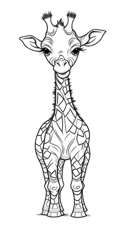 outline art for cute giraffe coloring pages, white background, sketch style, full body, only use outline, clean line art, white background, no shadows and clear and well