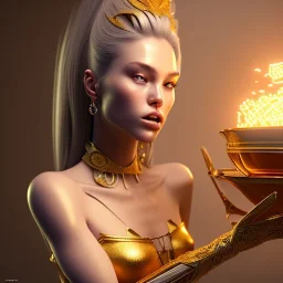 ultra realistic, pretty woman is cooking dinner in the kitchen, intricate details, ultra highly detailed, shiny, gold, smooth, studio quality, octane render,glow, ambient lighting--q4 --ar 3:2 --v5