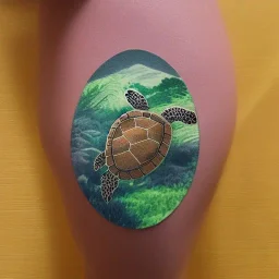 turtle and flower and mountain