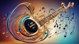 music is beauty, music of the spheres, music notation, treble clef symbol, orchestral instruments, sound waves, balanced beautiful composition, exciting, engaging, attractive detailed colour photograph