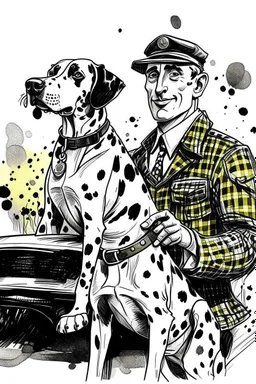 Ink sketch of a hybrid of a taxi driver and a dalmatian