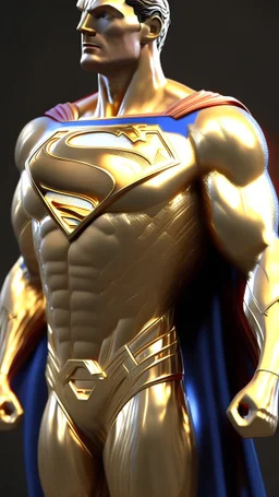 superman made from gold, gold material, ultra realistic, 4k, ultra detail, full body