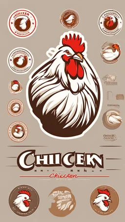 Generate a circular realistic sticker design with the text 'Chicken' in the center. Ensure the background is clean and minimalist, providing a polished and professional appearance. The focus should be on the clarity of the text and the simplicity of the overall design, making it suitable for various applications.