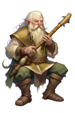 teenage fresh blonde bard mountain dwarf with silver flute dnd