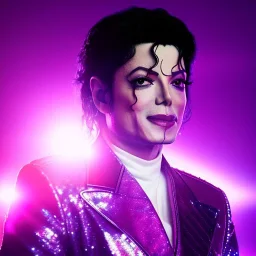 Michael Jackson,purple light effect, closed eyes, rtx, reflection, 8k, glow, winning photography, caustics