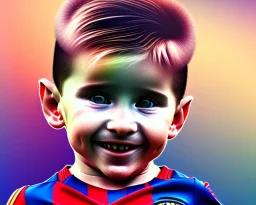 Lionel Messi as a baby, baby face portrait, smile, 8k resolution