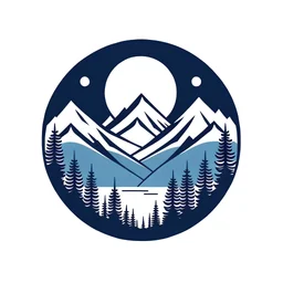 горы и озеро минимализм круглый логотип