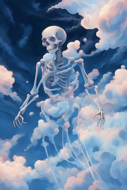 A graceful skeleton demigod floating through a ...