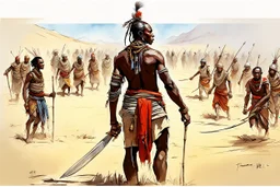 Massai warrior hyper-realistic,hyper-detailed fantasy art;, accurate anatomy and eyes style of Thomas Wells Schaller