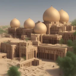 designing a hospital building by Hassan Fathy and its building by sand and have a dome on top