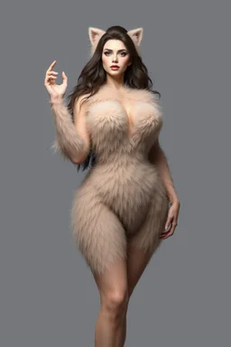 low poly woman with fur all over her entire body