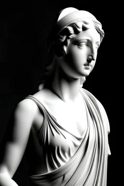 Greek goddes, female young, statute, elegant , modern
