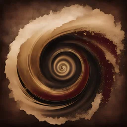 Hyper Realistic Whirling Brown Wave with Black, Golden & Maroon Islamic Sufi Rustic Grungy Background & vignette effect