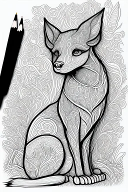 coloring book page of a magical animall, monochrome, blacn and white, sharp, sketch drawing