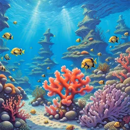 underwater coral reef 90's tcg art