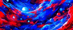 anime galactic space in red, blue colours