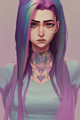 isometric clean art of super beautiful lady, soft lighting, soft pastel gradients, military insignia tattoo on left breast high definition, 3d icon clay render, blender 3d, beautiful, long hair, rainbow hair, rainbow dress, slitted eyes, pointed ears