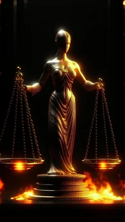 4K. REALISTIC FULL DETAILS. FULL LIGHTS. THEMIS SYMBOL OF JUSTICE GODNESS HARDROCK. BACKGROUND JAIL FIRESTARTER