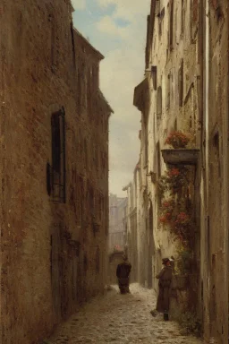 Adolphe-Félix Cals (1810–1880), Honfleur Alley (1877), oil on canvas, 43 x 59 cm, Private collection. The Athenaeum.