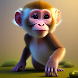 pixar art style of cute baby monkey in natural environment, monotone color, full body, by mobeius, au naturel, hyper detailed, digital art, trending in artstation, cinematic lighting, studio quality, smooth render, unreal engine 5 rendered, octane rendered, art style by klimt and nixeu and ian sprigger and wlop and krenz cushart