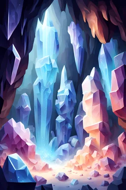 game art of the Cave of the Crystals covered in crystalline blocks