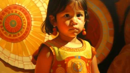 mexican child portret painting neoclassism whole body zoom the sun