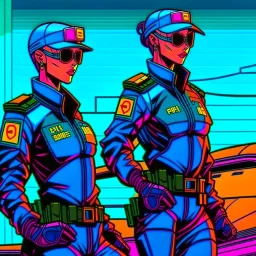 cyberpunk retro futuristic police for comics