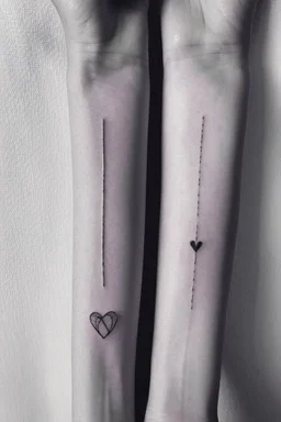 Small tattoos for a couple express eternal love Photorealistic