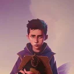 Portrait of a wizard kid with his pet familiar by Nick Harris