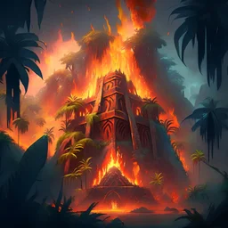 Fortress of the Flaming Phoenix in the middle of a prehistoric jungle