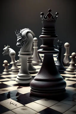 A group of chess pieces sitting on top of a chess board photo