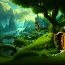 Epic Drawing of scenery of The Hobbit estilo Van Gogh 4k