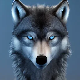 epic coolest wolf black fur blue piercing blue eyes in the night with black shade, from the front, 8k resolution, ultra hyperdetailed, Unreal Engine 5, ultra colorful, very small details, realistic