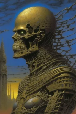 a Roman hero , surreal , by hr giger and beksinski