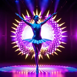 mocap graphic balerina in a recursive 3d fractal stage with disco lights