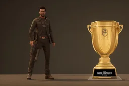 Trophy design creative like character 3d front silhoute