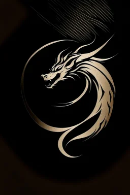 minimalist dragon ink logo, leather background