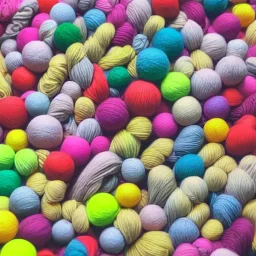 sphynx cats playing with coloured balls of yarn in comicbook style