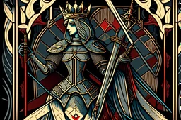 Stylized knight queen, In the style of tarot