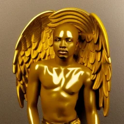 african-American man golden angel in art deco style