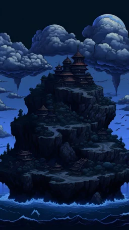 dark, gloomy and detailed sky islands inspired by chrono trigger