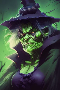 hulk as an old witch, anime style, depth of field, nvidia graphics, lightrays, trending art, movie poster