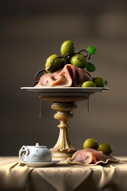 renaissance style still life composite, dish of Raviolis with cow meat, vine cup, olive oil. moisture, art, natural, ornaments, ceramic, marble, high kitchen, smooth, god rays, unreal engine 5, ray tracing, RTX, lumen lighting, ultra detail, volumetric lighting, 3d.