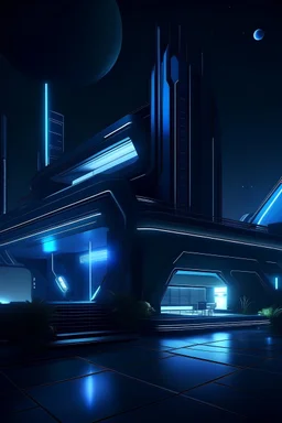 A small futuristic place night
