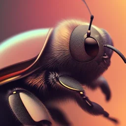 depth of field, cyborg bee, macro lens, hyperphoorealstic, ultra detail, elegant