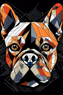 French bulldog face geometric cartoon waporwave