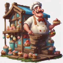 a cartoon character thirty years old confectioner , an ultrafine detailed painting by senior character artist, featured on polycount, sots art, artstation hd, 2d game art, behance hd