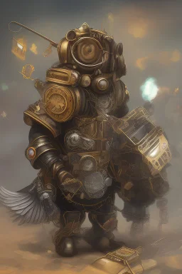 cute steampunk mechanical monkey with wings