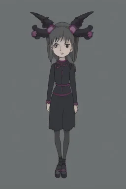 a young gothic demon girl with horns